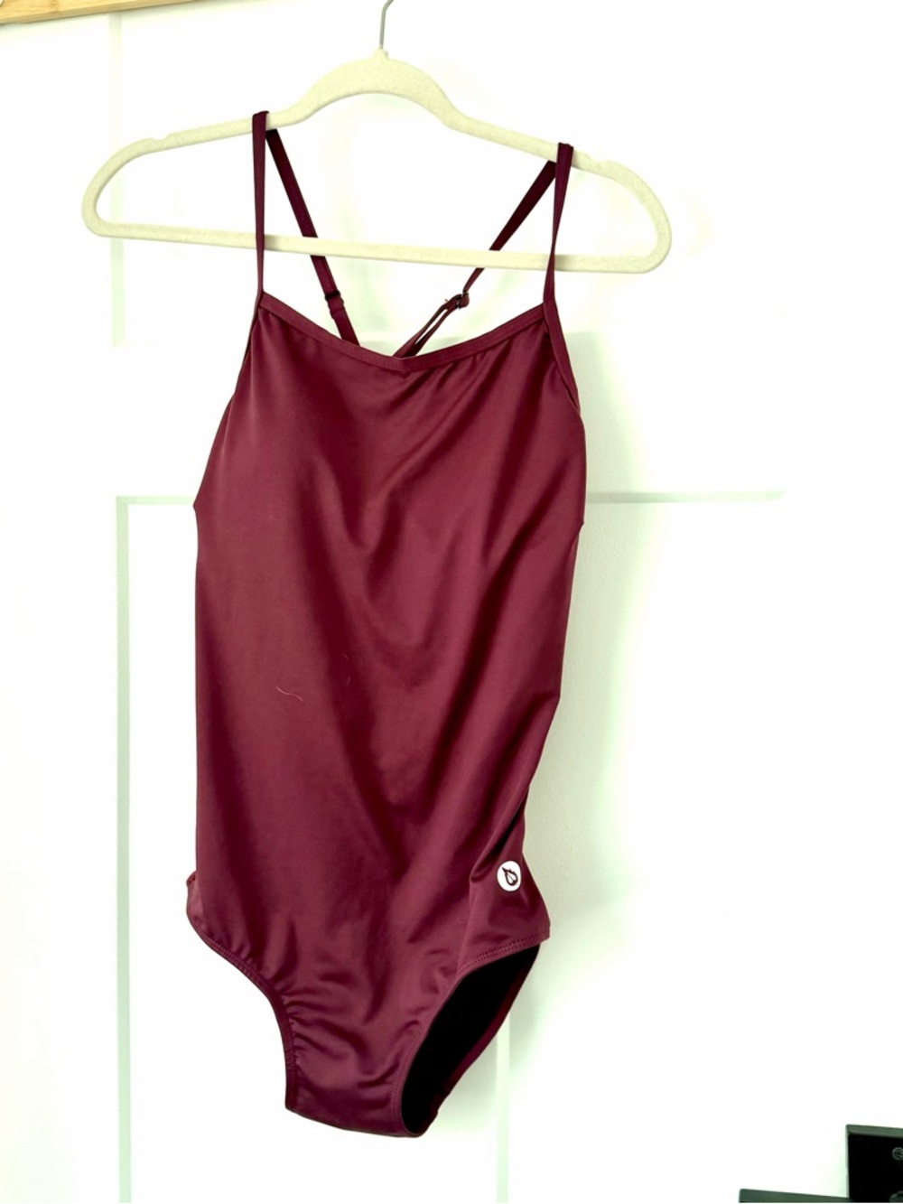 Baleaf Maroon One-Piece Swimsuit with Gold Logo Sz 36 like new